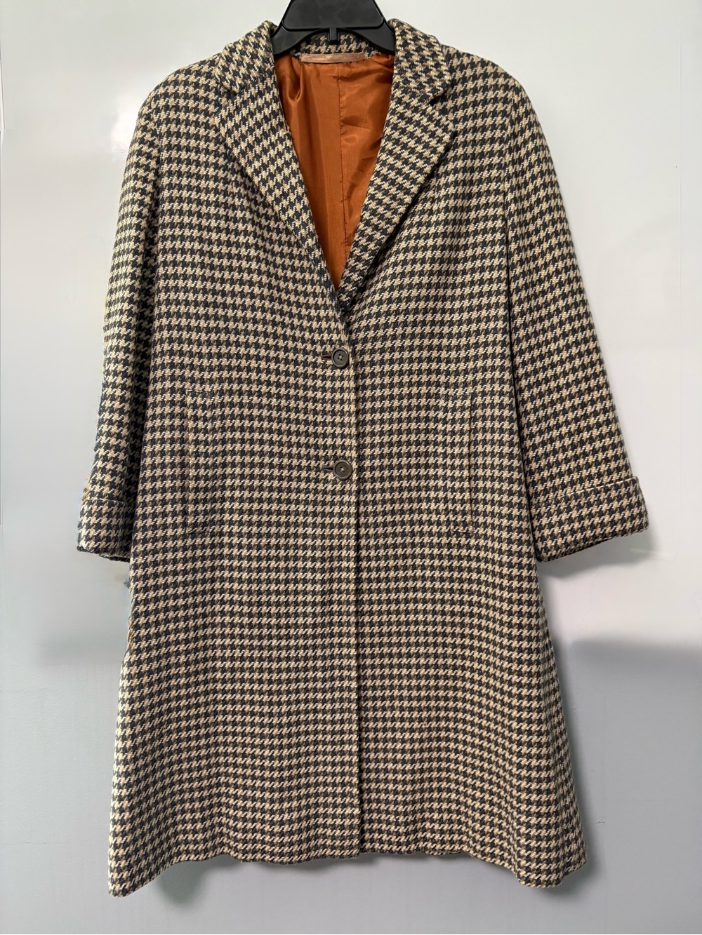 VTG Rodex Cashmere & Wool houndstooth coat made in England by W. O. Peake Ltd